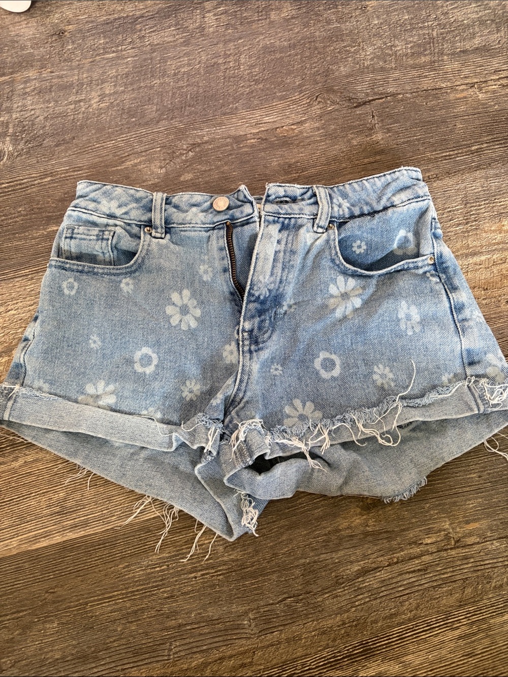 Pacsun Light Blue Floral Denim Cutoff Shorts